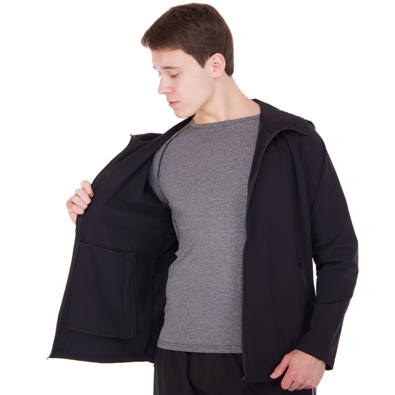 Кофта спортивна на блискавці з капюшоном JASON 1003 M-3XL чорний