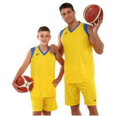 Форма баскетбольна майка та шорти Joma FINAL II 102849-907 5XS-2XL жовтий-синій