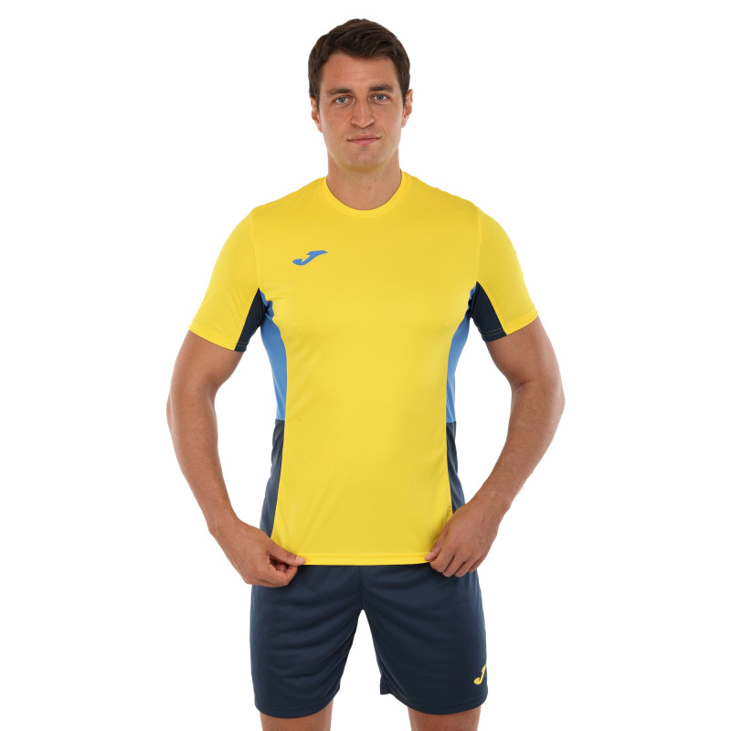 Форма футбольна комплект футболка та шорти Joma DANUBIO II 103213-903 4XS-XL жовтий-темно-синій