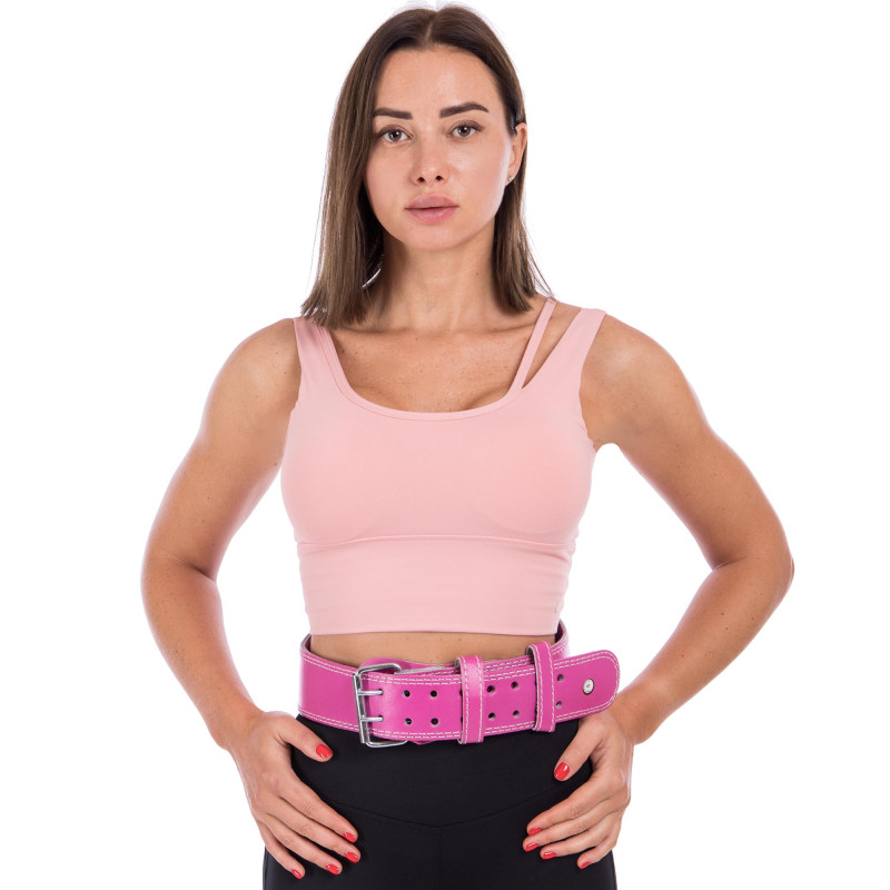 Пояс атлетичний шкіряний FAIRTEX 165086 спинка-15см розмір-S-XL рожевий