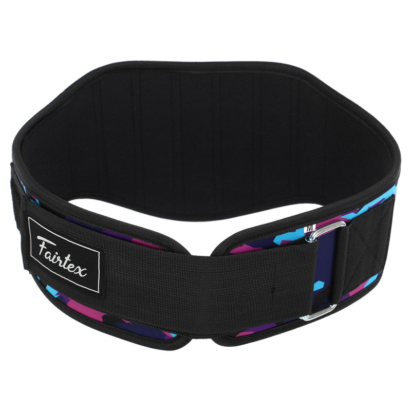 Пояс атлетичний текстильний FAIRTEX 165551 спинка-18см розмір-S-XL чорний-фіолетовий-блакитний