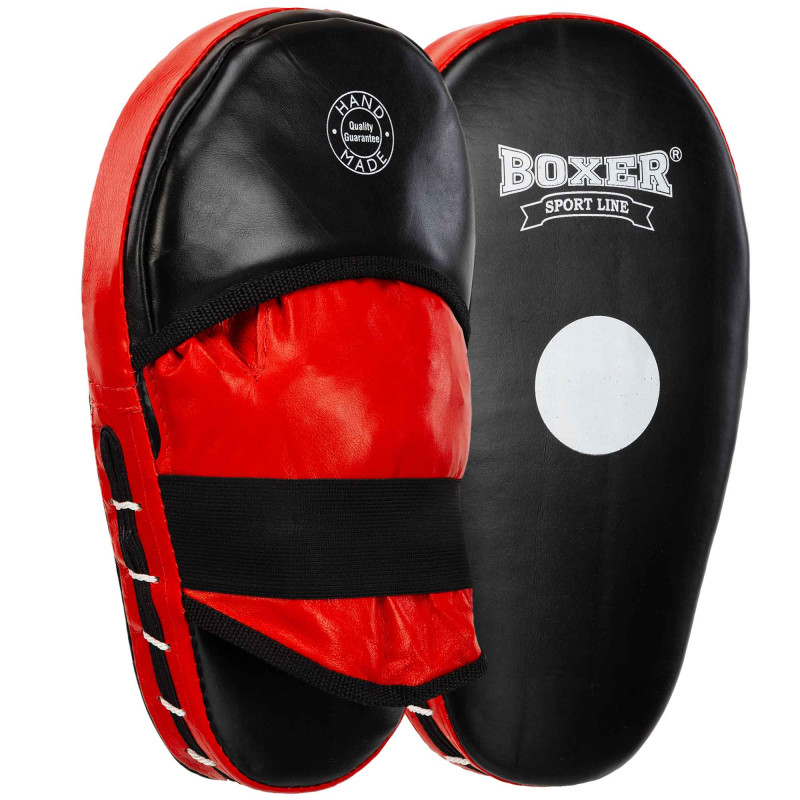 Лапа боксерська пряма подовжена тренувальна шкіра BOXER 2006-01 38х18х4,5см 2штуки кольори в асортименті
