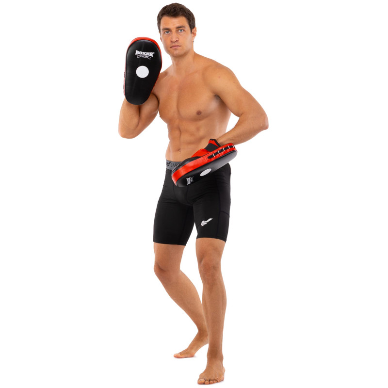 Лапа боксерська пряма подовжена тренувальна шкіра BOXER 2006-01 38х18х4,5см 2штуки кольори в асортименті