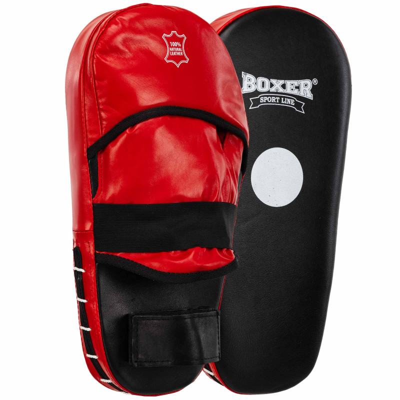 Лапа боксерська пряма подовжена тренувальна шкіра BOXER 2007-01 40х21х4,5см 2штуки кольори в асортименті
