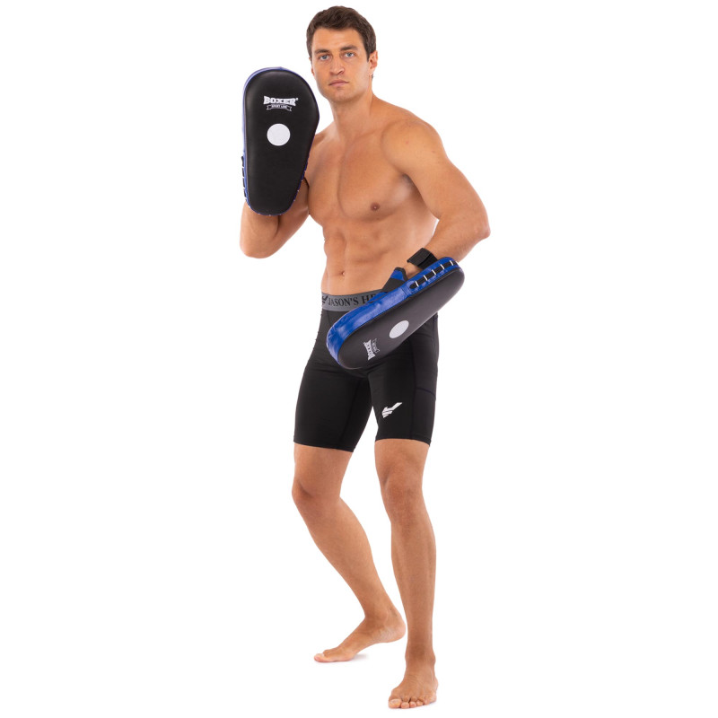 Лапа боксерська пряма подовжена тренувальна шкіра BOXER 2007-01 40х21х4,5см 2штуки кольори в асортименті
