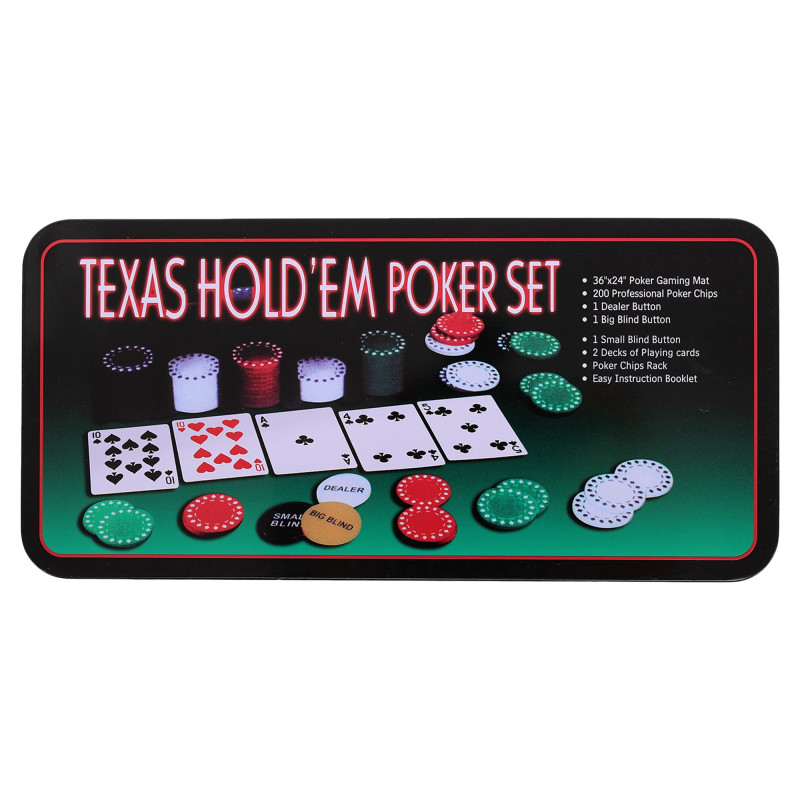 Набір для покеру в металевій коробці Texas Holdem Poker set SP-Sport 200T 200 фішок