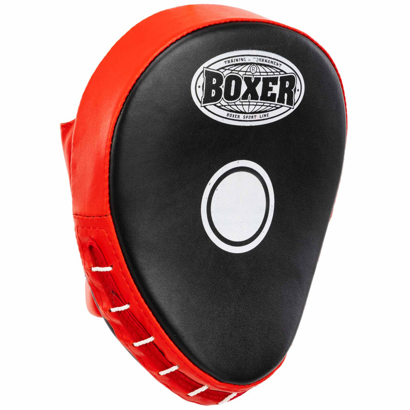 Лапа боксерська вигнута тренувальна шкіра BOXER 2010-01 19х23х4см 2штуки кольори в асортименті