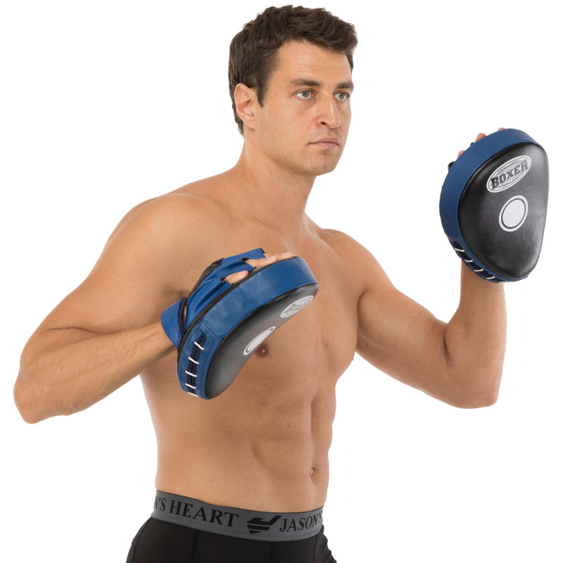 Лапа боксерська вигнута тренувальна шкіра BOXER 2010-01 19х23х4см 2штуки кольори в асортименті