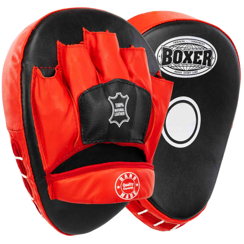 Лапа боксерська вигнута тренувальна шкіра BOXER 2010-01 19х23х4см 2штуки кольори в асортименті