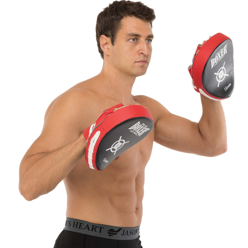 Лапа боксерська вигнута тренувальна Кожвініл BOXER 2011-01 19х23х4см 2штуки кольори в асортименті