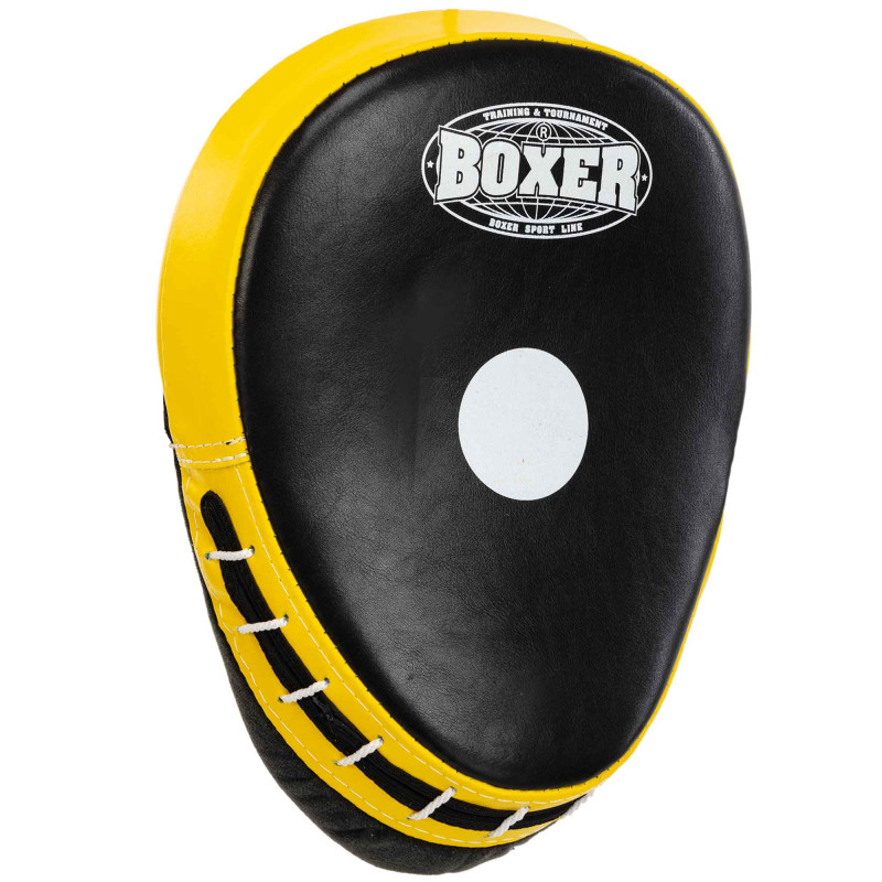 Лапа боксерська вигнута тренувальна шкіра BOXER 2012-01 элит 23х19х4,5см 2штуки кольори в асортименті