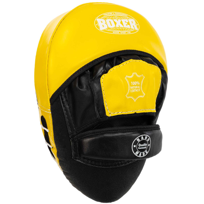 Лапа боксерська вигнута тренувальна шкіра BOXER 2012-01 элит 23х19х4,5см 2штуки кольори в асортименті