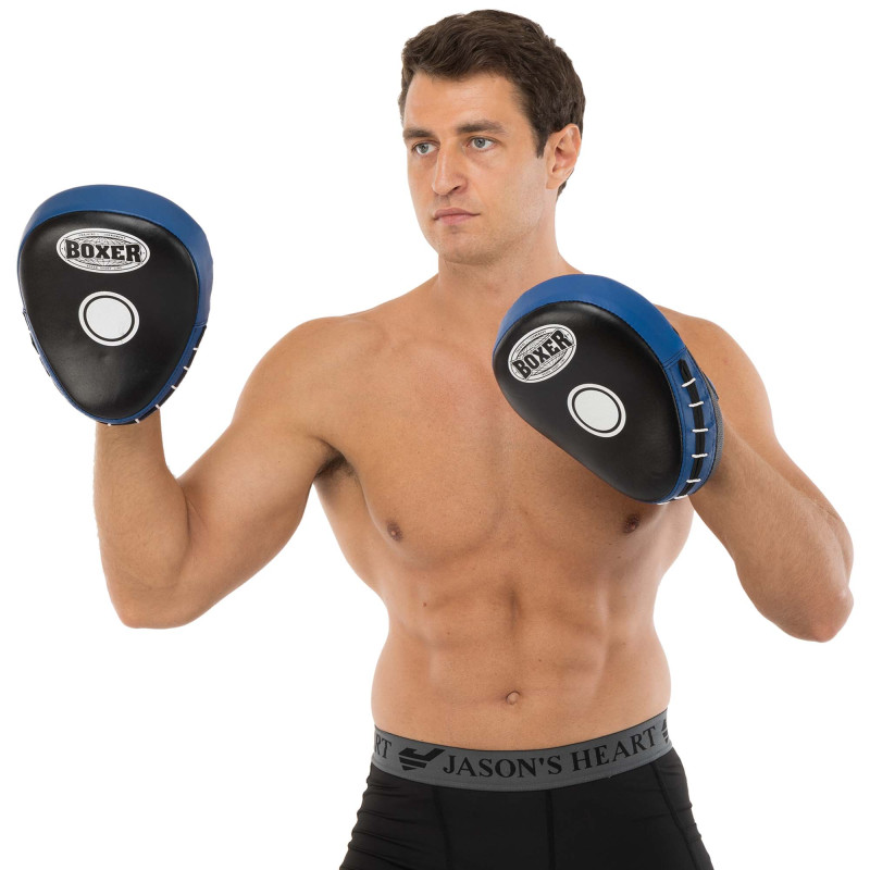 Лапа боксерська вигнута тренувальна шкіра BOXER 2012-01 элит 23х19х4,5см 2штуки кольори в асортименті