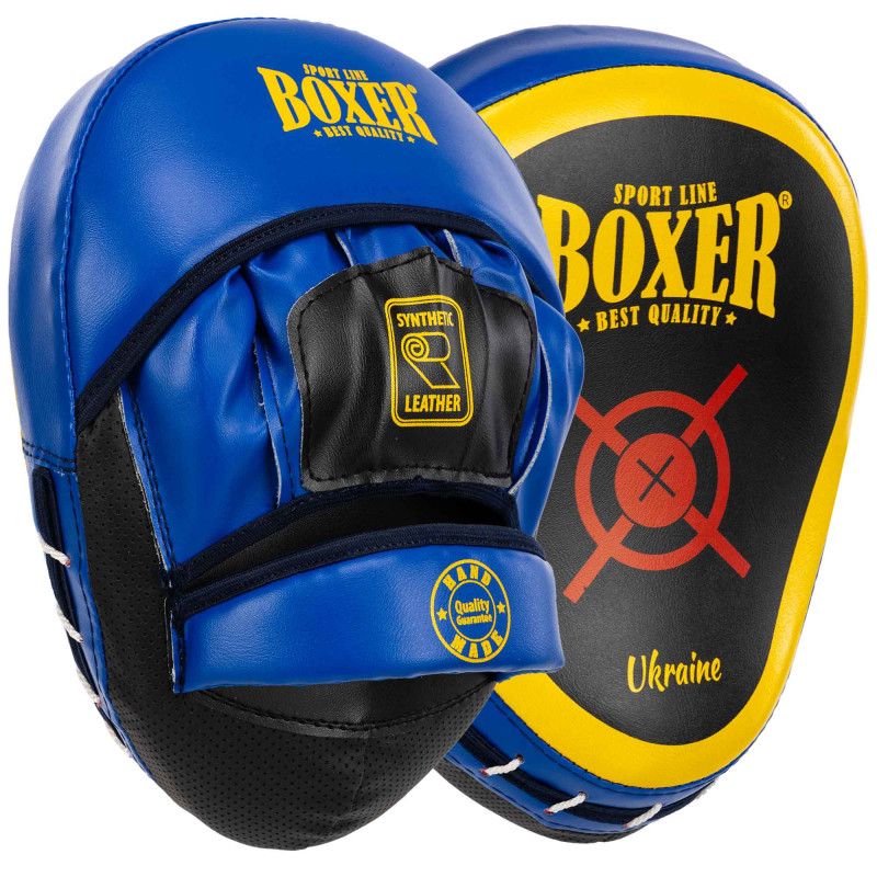 Лапа боксерська вигнута тренувальна Кожвініл BOXER Элит 2013-01 23х19х4,5см 2штуки кольори в асортименті