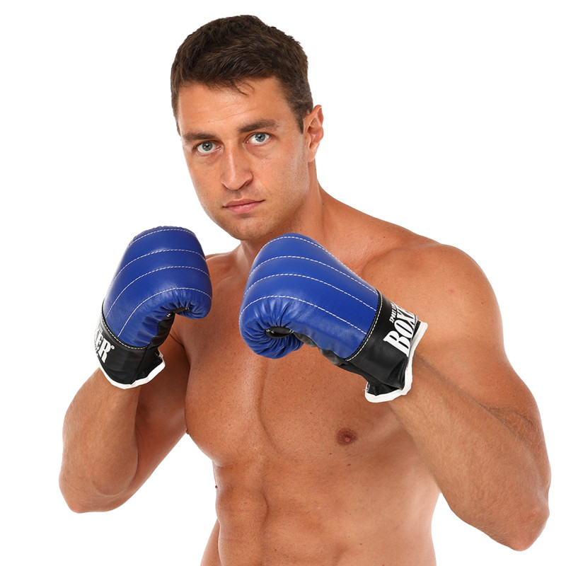 Снарядні рукавички-млинці для боксу шкіряні BOXER 2014 розмір L кольори в асортименті