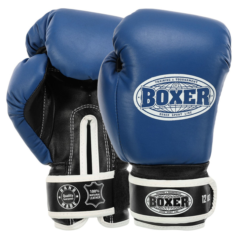 Боксерські рукавиці шкіряні BOXER 2023 10-12унцій кольори в асортименті