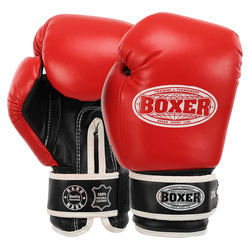 Боксерські рукавиці шкіряні BOXER 2023 10-12унцій кольори в асортименті