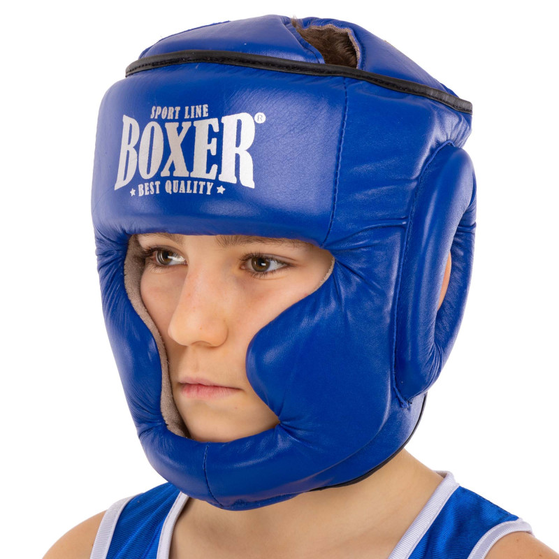 Шолом боксерський з повним захистом шкіряний BOXER NEW 2033-N М-L кольори в асортименті