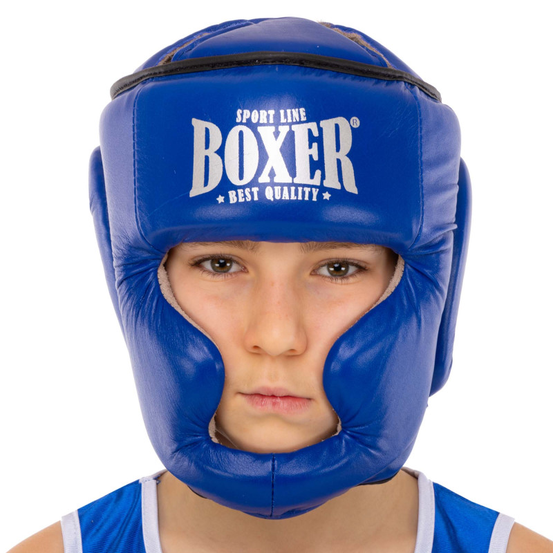 Шолом боксерський з повним захистом шкіряний BOXER NEW 2033-N М-L кольори в асортименті