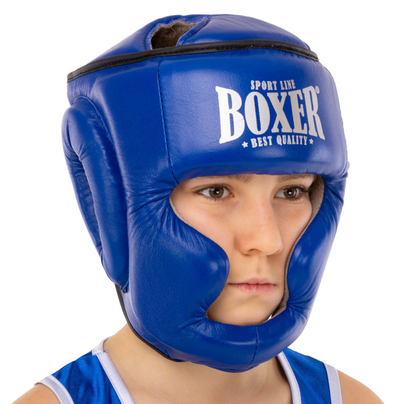 Шолом боксерський з повним захистом шкіряний BOXER NEW 2033-N М-L кольори в асортименті