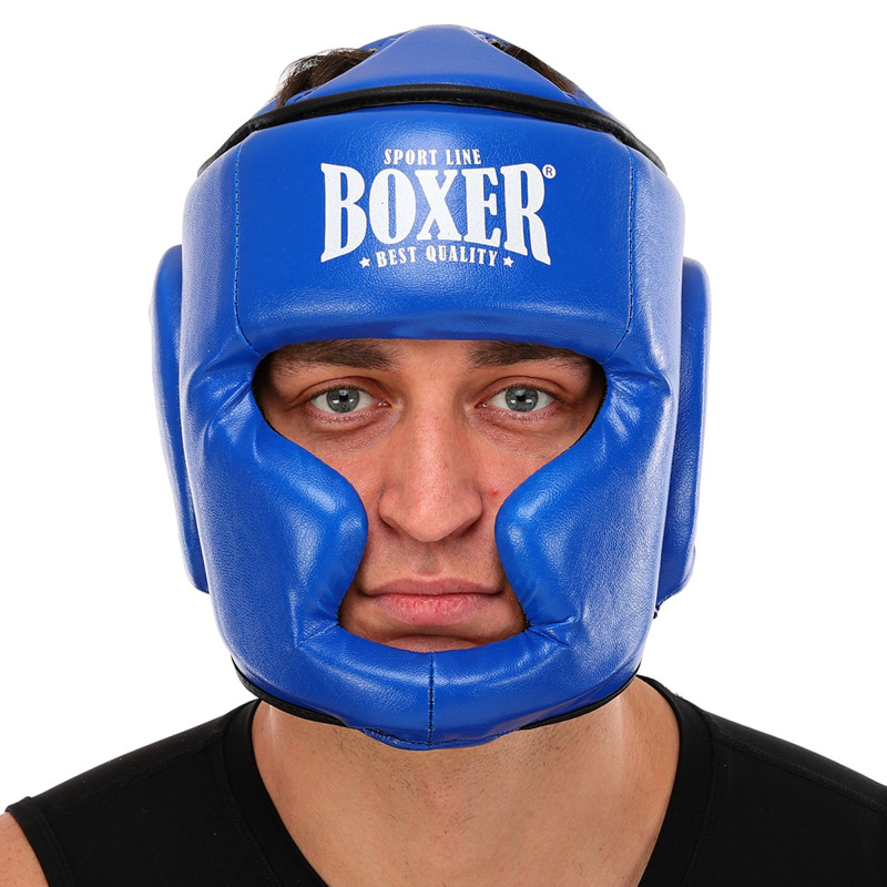 Шолом боксерський з повним захистом штучної шкіри BOXER NEW 2036-N М-L кольори в асортименті