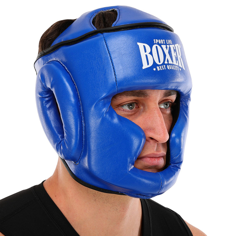 Шолом боксерський з повним захистом штучної шкіри BOXER NEW 2036-N М-L кольори в асортименті
