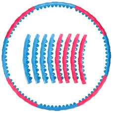 Обруч для схуднення масажний розбірний Хула Хуп Hula Hoop SUPER WIDE 3002 8 секцій рожевий-блакитний