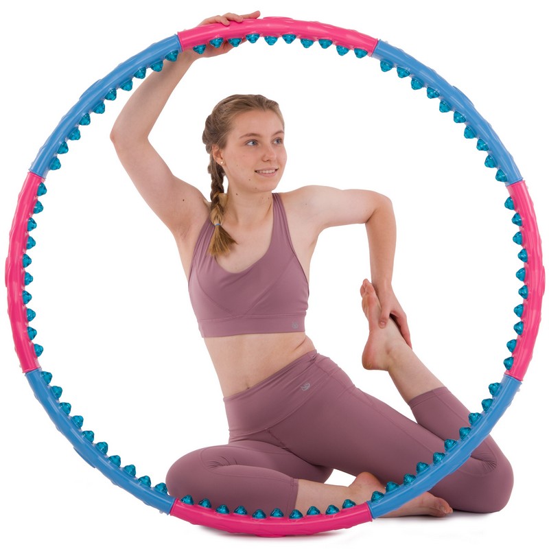 Обруч для схуднення масажний розбірний Хула Хуп Hula Hoop SUPER WIDE 3002 8 секцій рожевий-блакитний