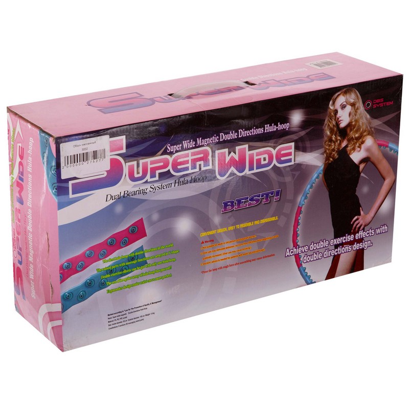 Обруч для схуднення масажний розбірний Хула Хуп Hula Hoop SUPER WIDE 3002 8 секцій рожевий-блакитний
