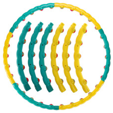 Обруч для схуднення масажний розбірний Хула Хуп Hula Hoop COLOR BALL 3008 6 секцій жовтий-бірюзовий