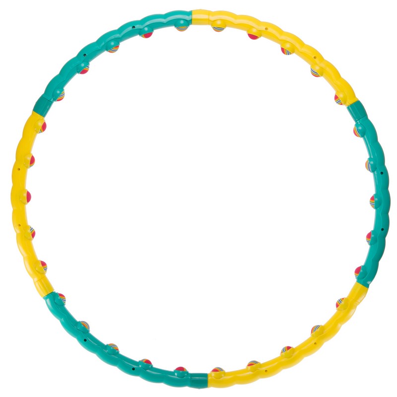 Обруч для схуднення масажний розбірний Хула Хуп Hula Hoop COLOR BALL 3008 6 секцій жовтий-бірюзовий
