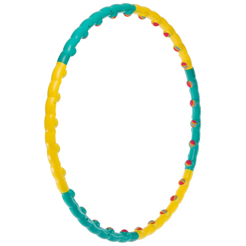 Обруч для схуднення масажний розбірний Хула Хуп Hula Hoop COLOR BALL 3008 6 секцій жовтий-бірюзовий