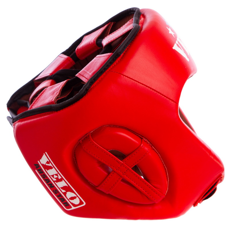 Шолом боксерський професійний шкіряний AIBA VELO 3080 S-XL червоний