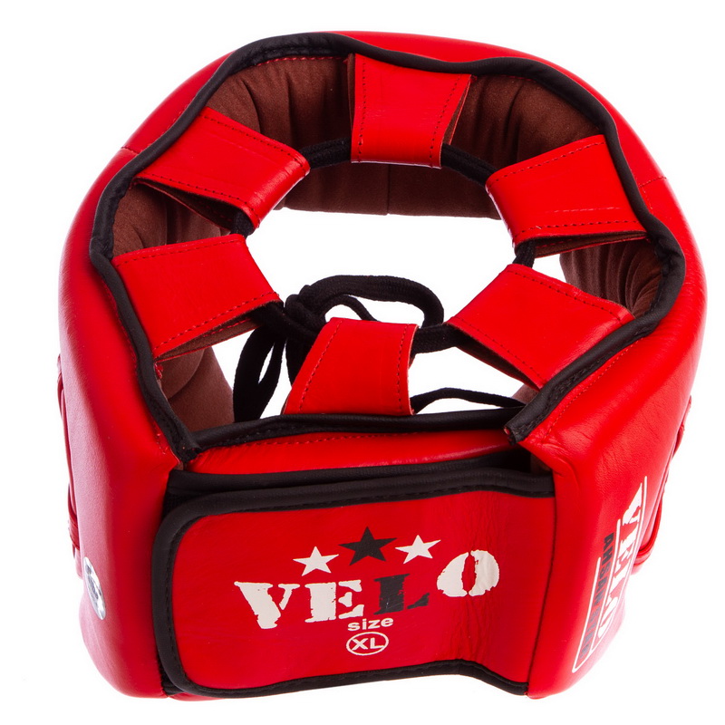 Шолом боксерський професійний шкіряний AIBA VELO 3080 S-XL червоний