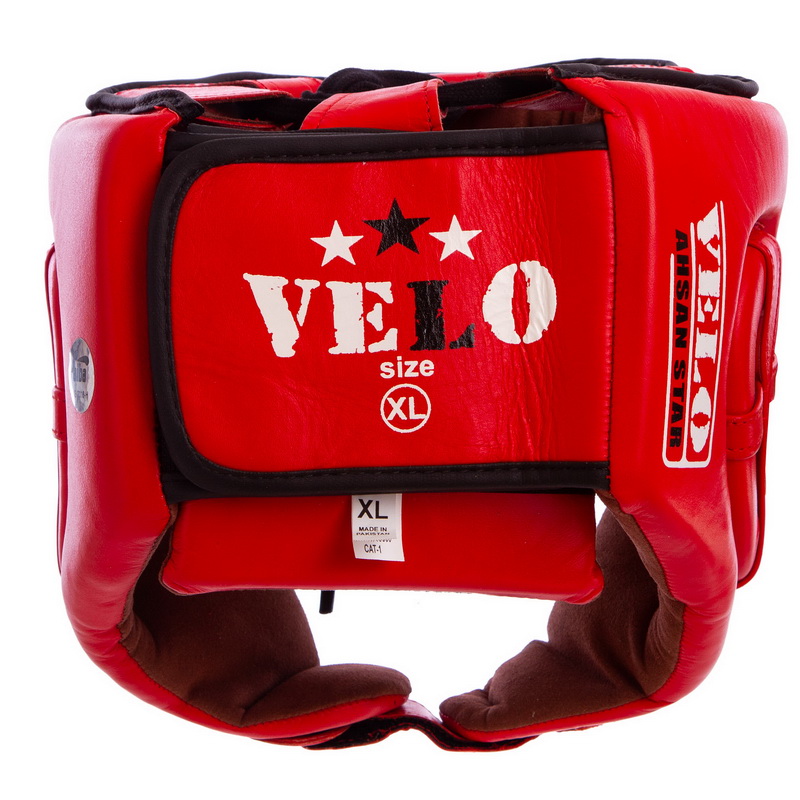 Шолом боксерський професійний шкіряний AIBA VELO 3080 S-XL червоний