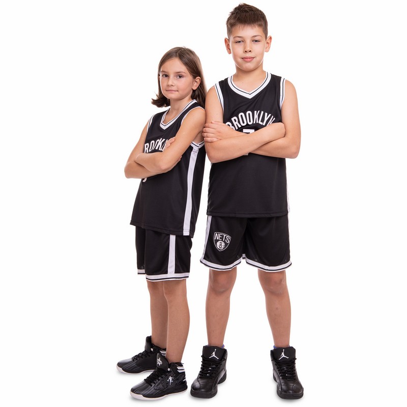 Форма баскетбольна дитяча NBA клуб Brooklyn Nets 7 3581 S-2XL чорний-білий