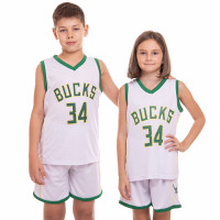 Форма баскетбольна дитяча NBA клуб Milwaukee Bucks 34 3582 S-2XL білий-зелений