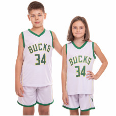 Форма баскетбольна дитяча NBA клуб Milwaukee Bucks 34 3582 S-2XL білий-зелений