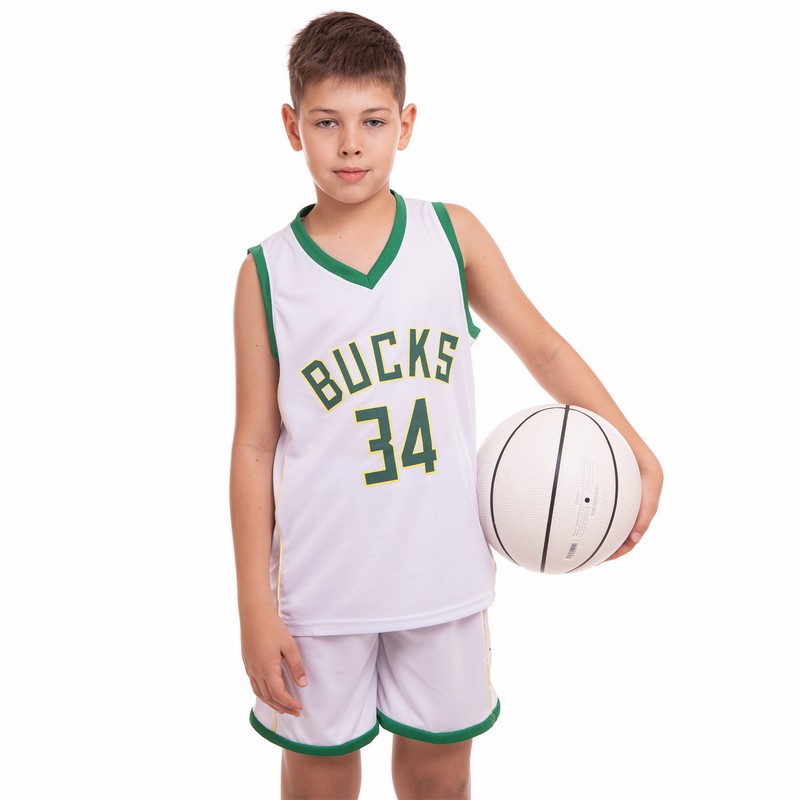 Форма баскетбольна дитяча NBA клуб Milwaukee Bucks 34 3582 S-2XL білий-зелений