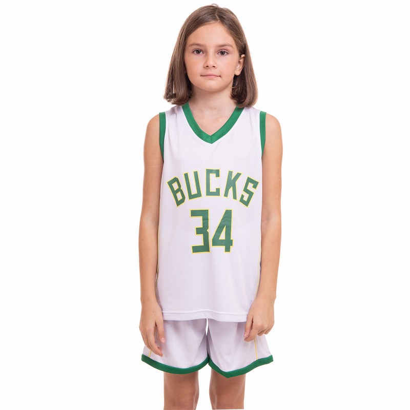 Форма баскетбольна дитяча NBA клуб Milwaukee Bucks 34 3582 S-2XL білий-зелений