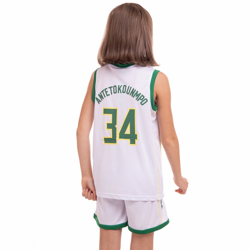 Форма баскетбольна дитяча NBA клуб Milwaukee Bucks 34 3582 S-2XL білий-зелений