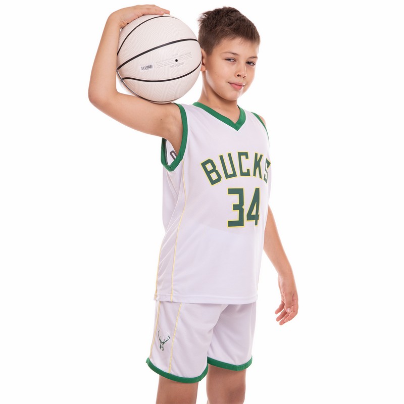 Форма баскетбольна дитяча NBA клуб Milwaukee Bucks 34 3582 S-2XL білий-зелений