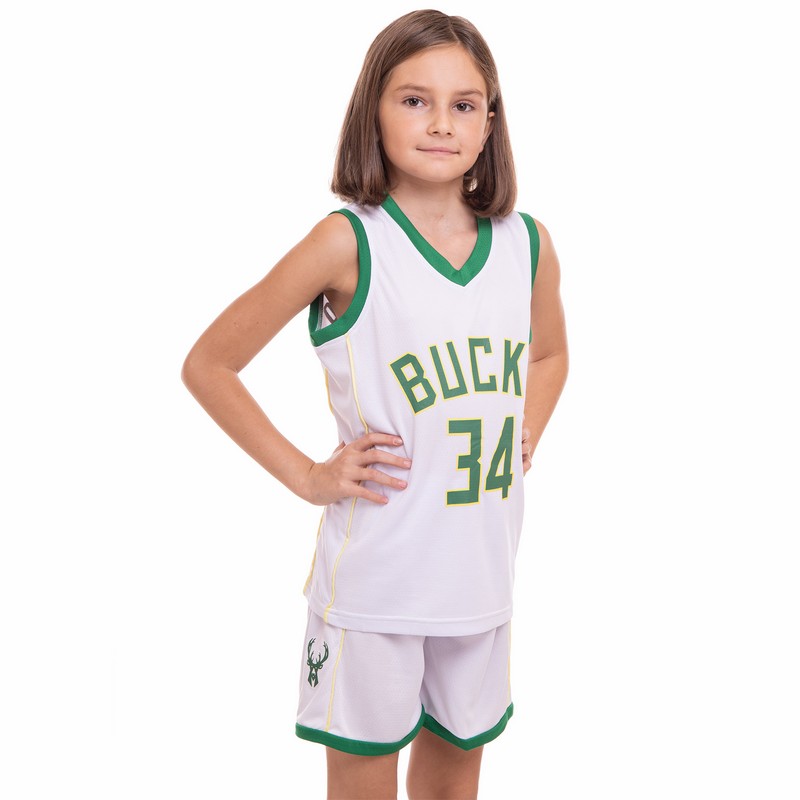Форма баскетбольна дитяча NBA клуб Milwaukee Bucks 34 3582 S-2XL білий-зелений