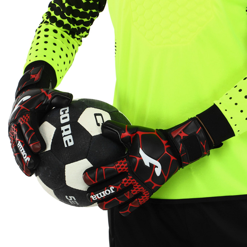 Рукавиці воротарські професійні із захистом пальців Joma GK-PRO 400908-106 розмір 7-12 чорний-червоний