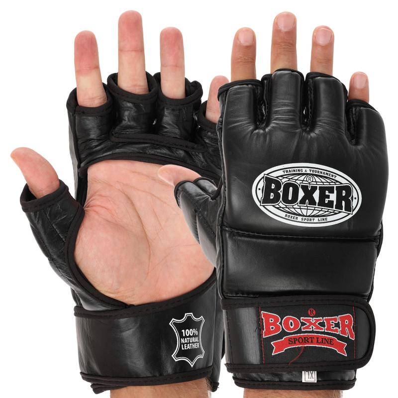 Рукавиці для змішаних єдиноборств MMA BOXER 5020 M-XL кольори в асортименті