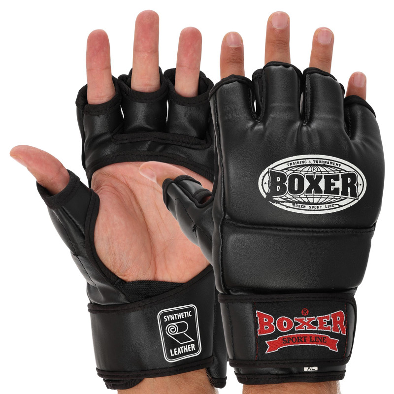 Рукавиці для змішаних єдиноборств MMA BOXER 5021 M-XL кольори в асортименті