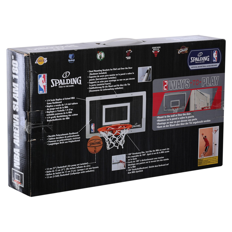 Щит баскетбольний з кільцем та сіткою кріпленням на двері SPALDING NBA Arena Slam 180 56103CN