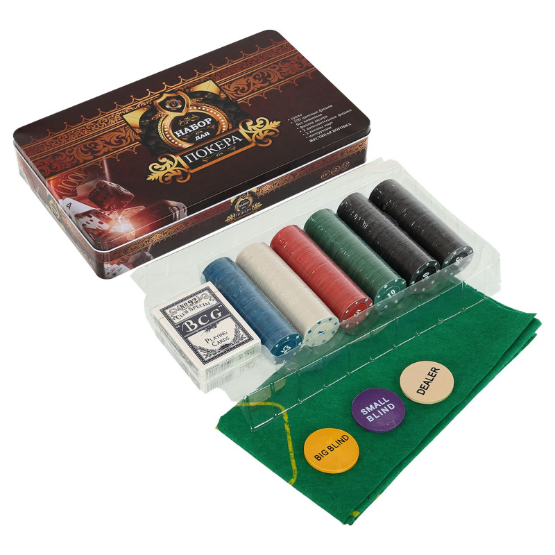 Набір для покеру в металевій коробці Poker game set SP-Sport 6613K 300 фішок