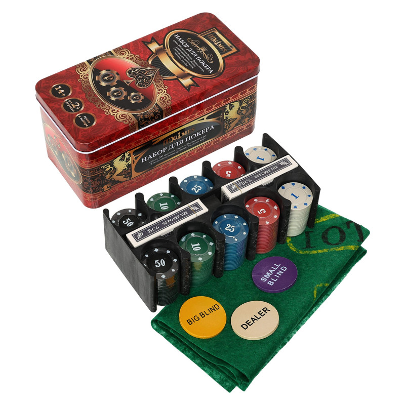 Набір для покеру в металевій коробці Poker game set SP-Sport 6620H 200 фішок