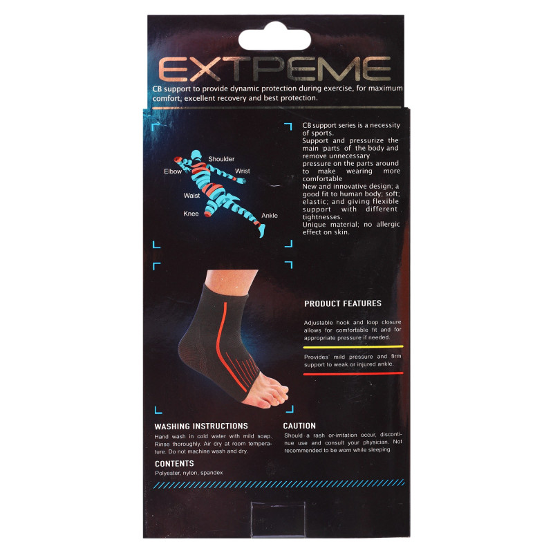 Бандаж на гомілковостоп еластичний EXTREME 714CA One size 1шт чорний-червоний